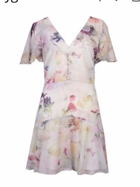 Ted Baker London Pastel Floral V-Back Short Dress